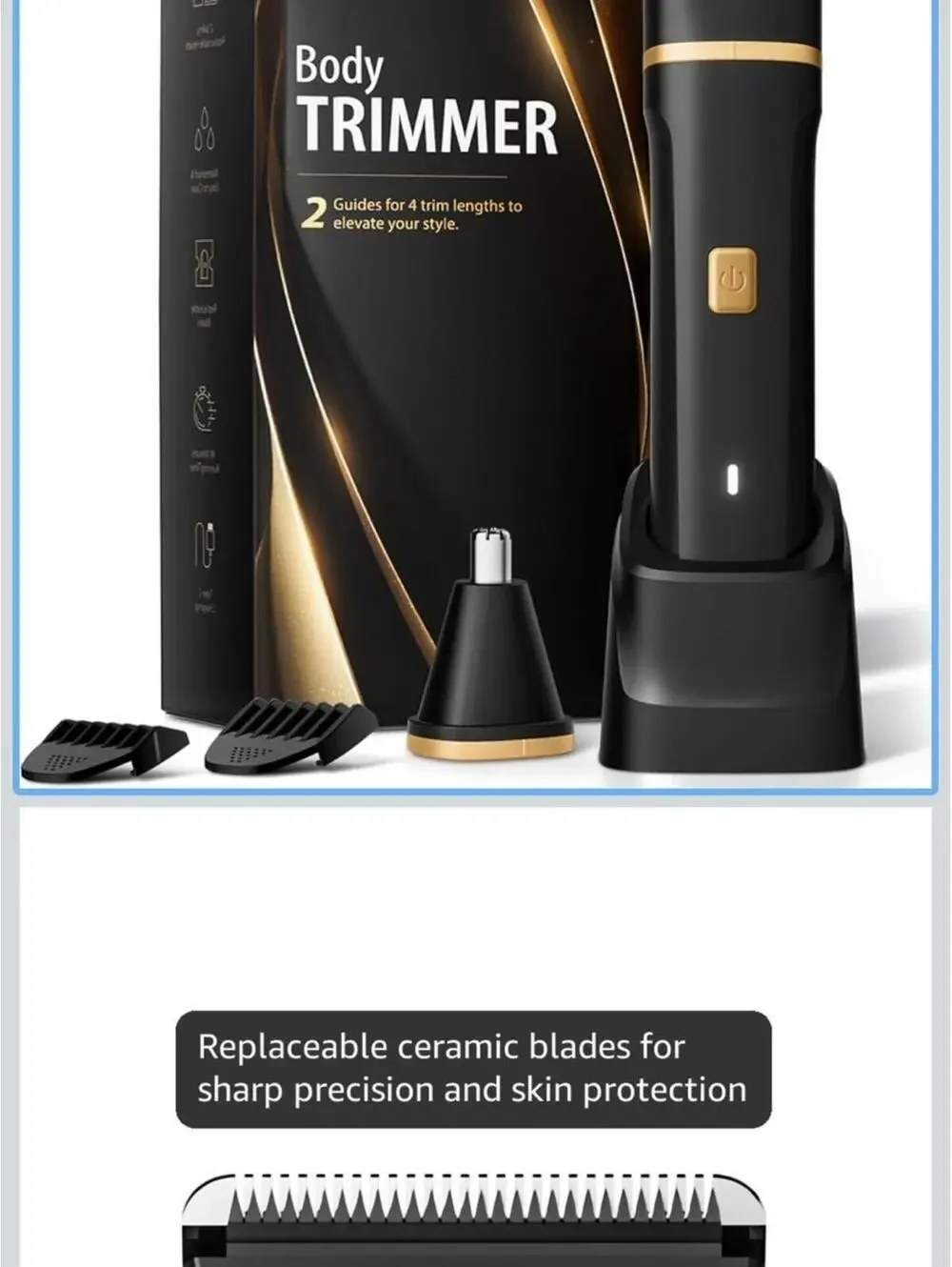 Men's Black & Gold Body Trimmer - Precision Grooming Tool